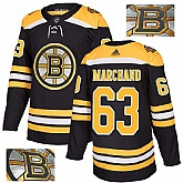 Bruins 63 Brad Marchand Black With Special Glittery Logo Adidas Jersey,baseball caps,new era cap wholesale,wholesale hats